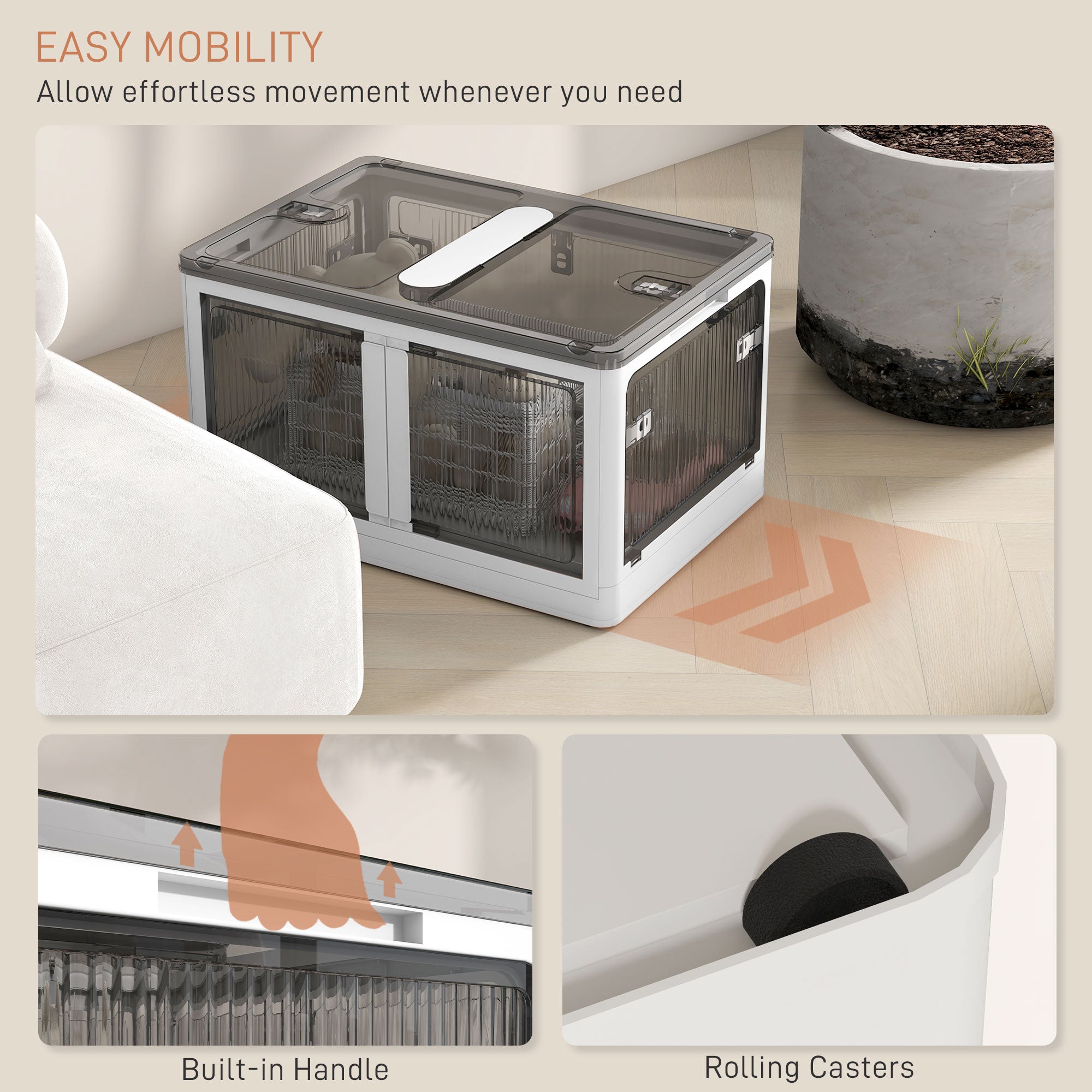 Collapsible Stackable Storage Bins with Wheels
