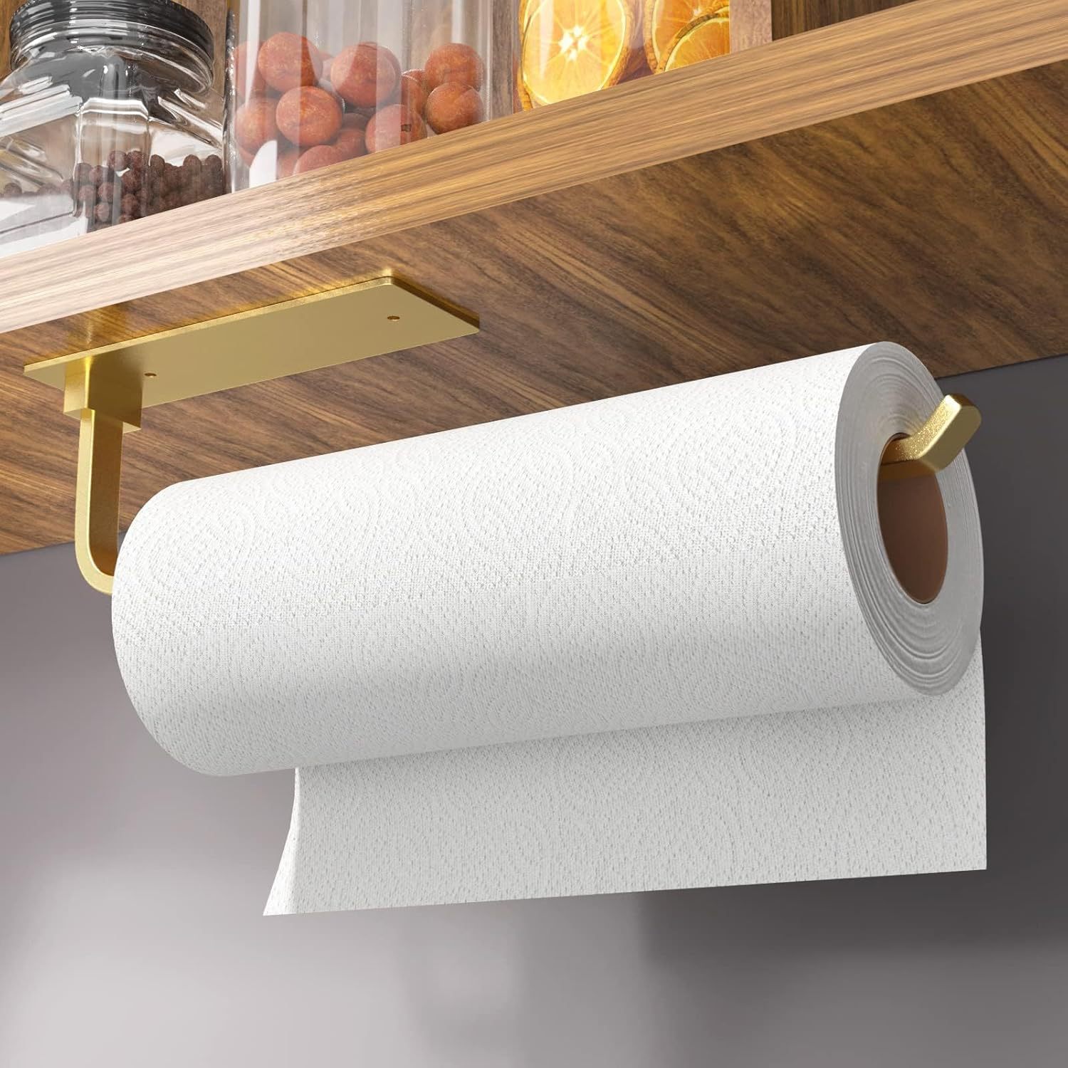 Punch-free Kitchen Tissue Cabinet Roll Holder Wall-mounted Towel Rack