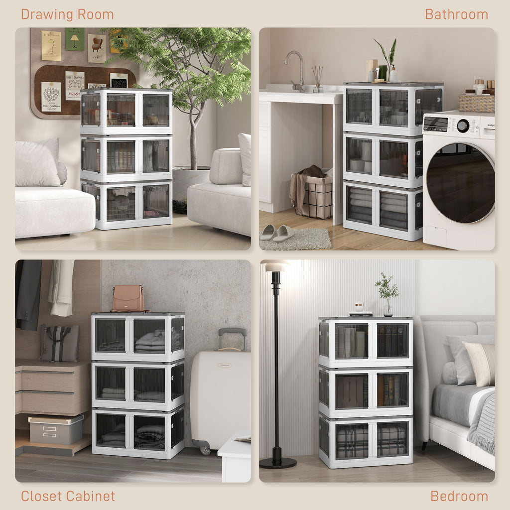 Collapsible Stackable Storage Bins with Wheels