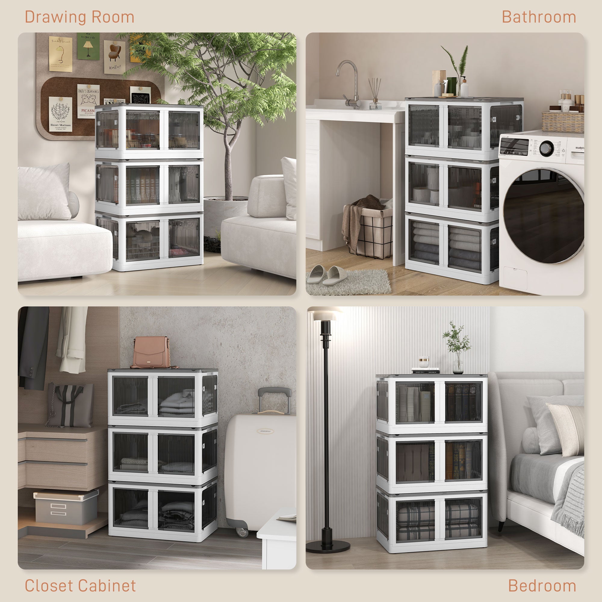 Collapsible Stackable Storage Bins with Wheels