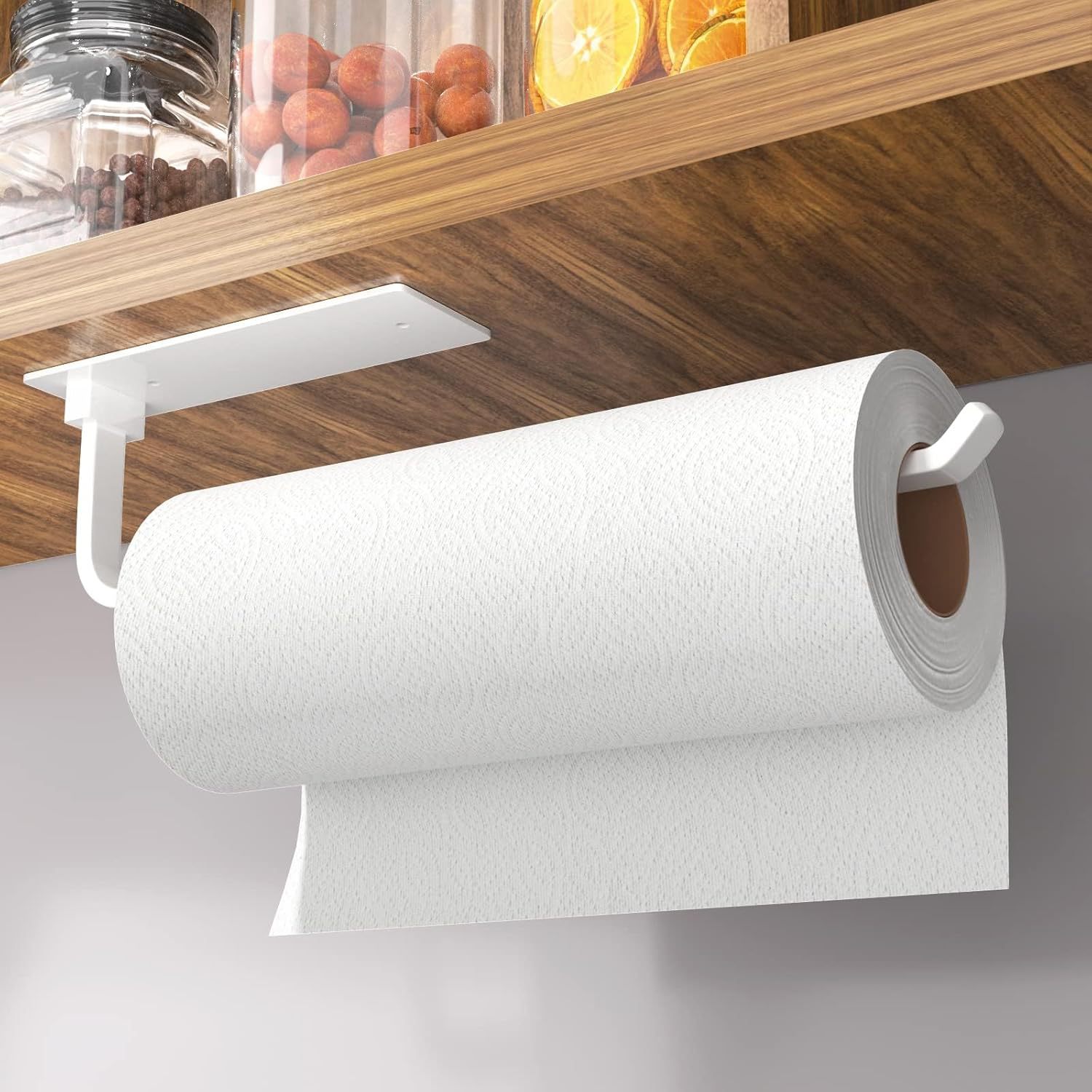 Punch-free Kitchen Tissue Cabinet Roll Holder Wall-mounted Towel Rack
